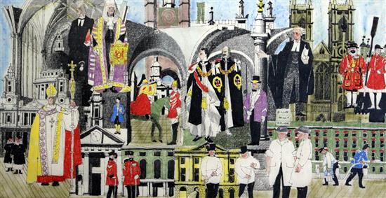 Modern British London themed design for a mural?, 13.5 x 26.75in.